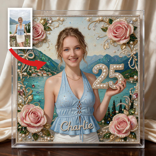 Cadeau personnalisé de kit d'ornement de peinture diamant pour le 25e anniversaire d'une femme