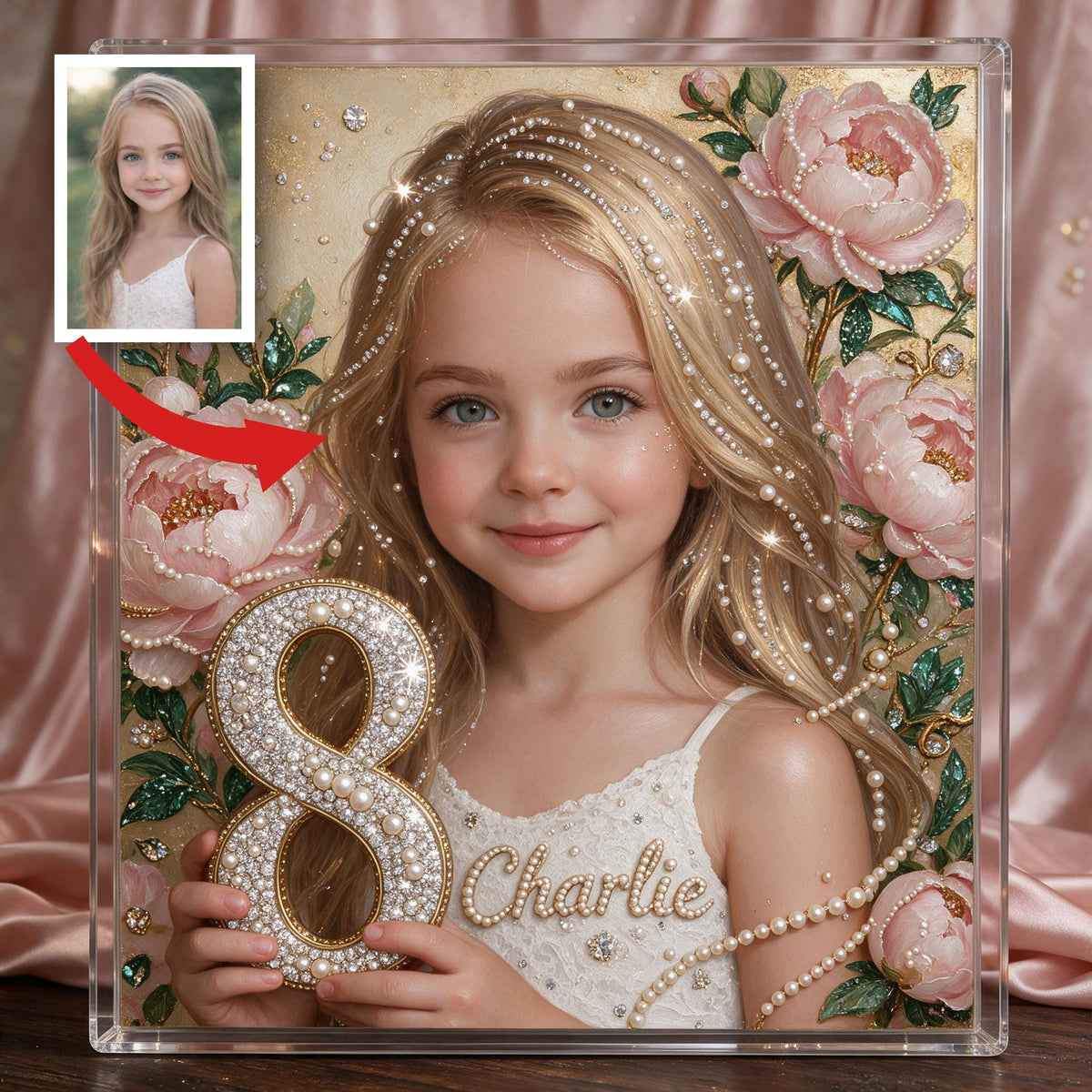 Kit de Décoration en Peinture Diamant Personnalisé pour Anniversaire Fille, Cadeau pour Fille, Petite-Fille, Nièce