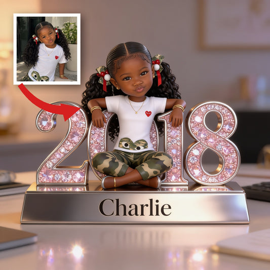 Plaque Acrylique Personnalisée Anniversaire Fille Noire pour Fille, Petite-Fille, Nièce