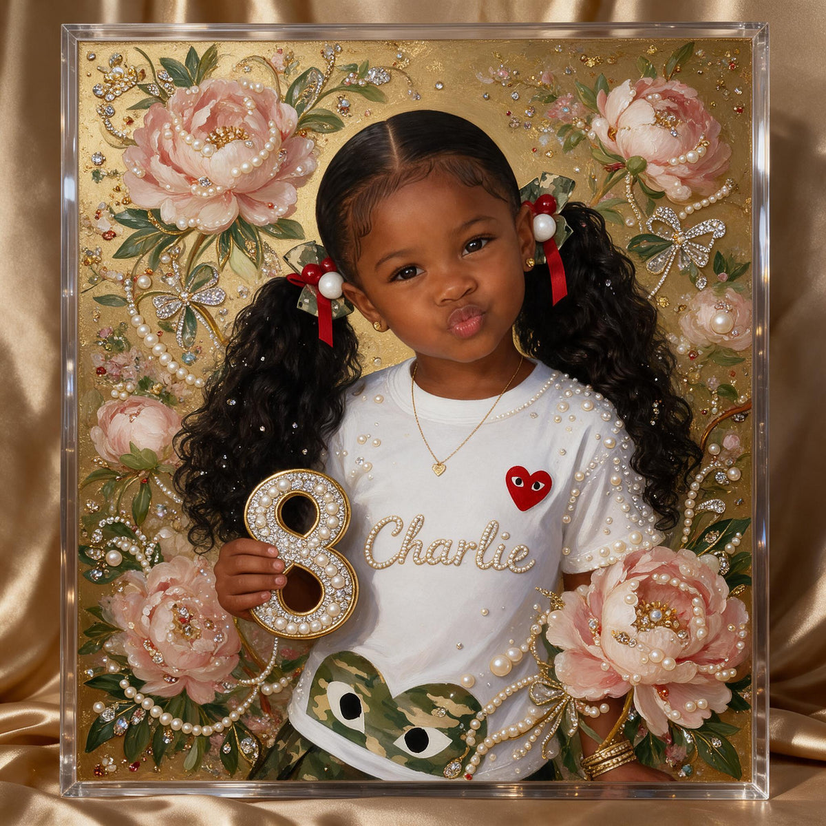 Personalized Birthday Black Little Girl Diamond Painting Ornament Kit, Gift for Daughter Granddaughter Niece