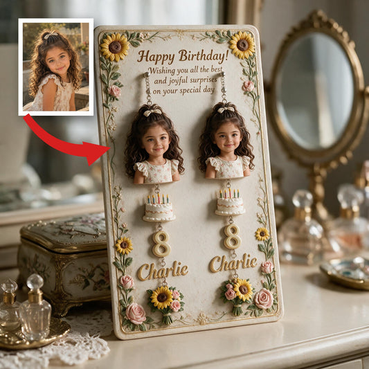 Boucles d'oreilles personnalisées pour anniversaire Petite Fille Latina avec carte d'affichage, cadeau pour fille, petite-fille, nièce