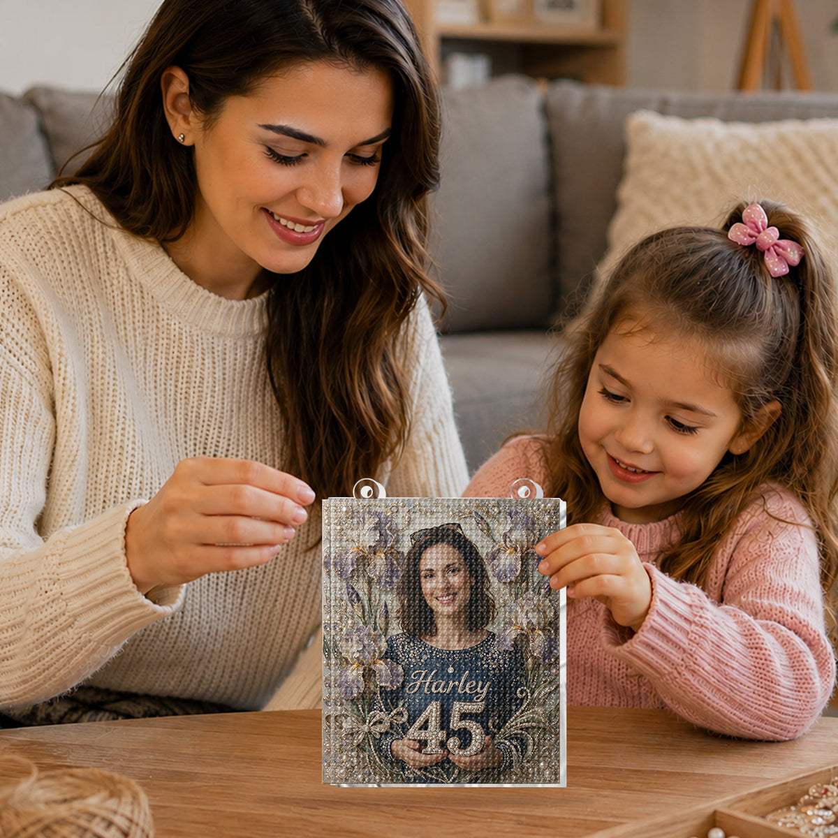 Personalized 70th Birthday Older Black Woman Diamond Painting Ornament Kit, Grandma Gift