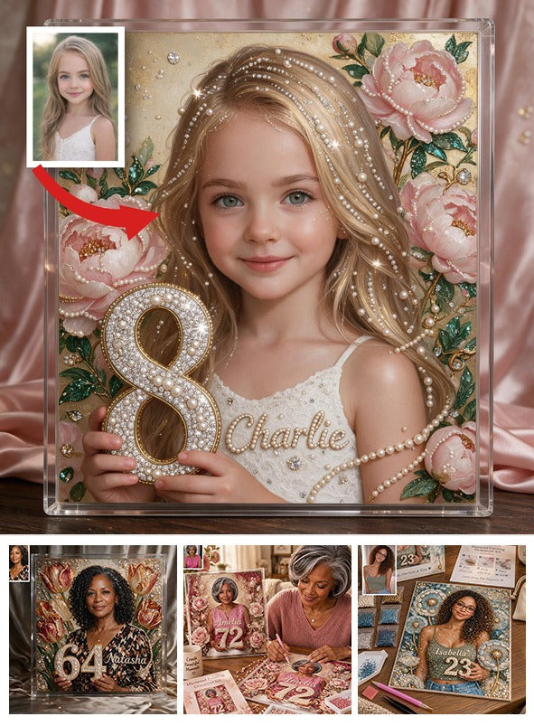 Kit de Décoration en Peinture Diamant Personnalisé pour Anniversaire Fille, Cadeau pour Fille, Petite-Fille, Nièce