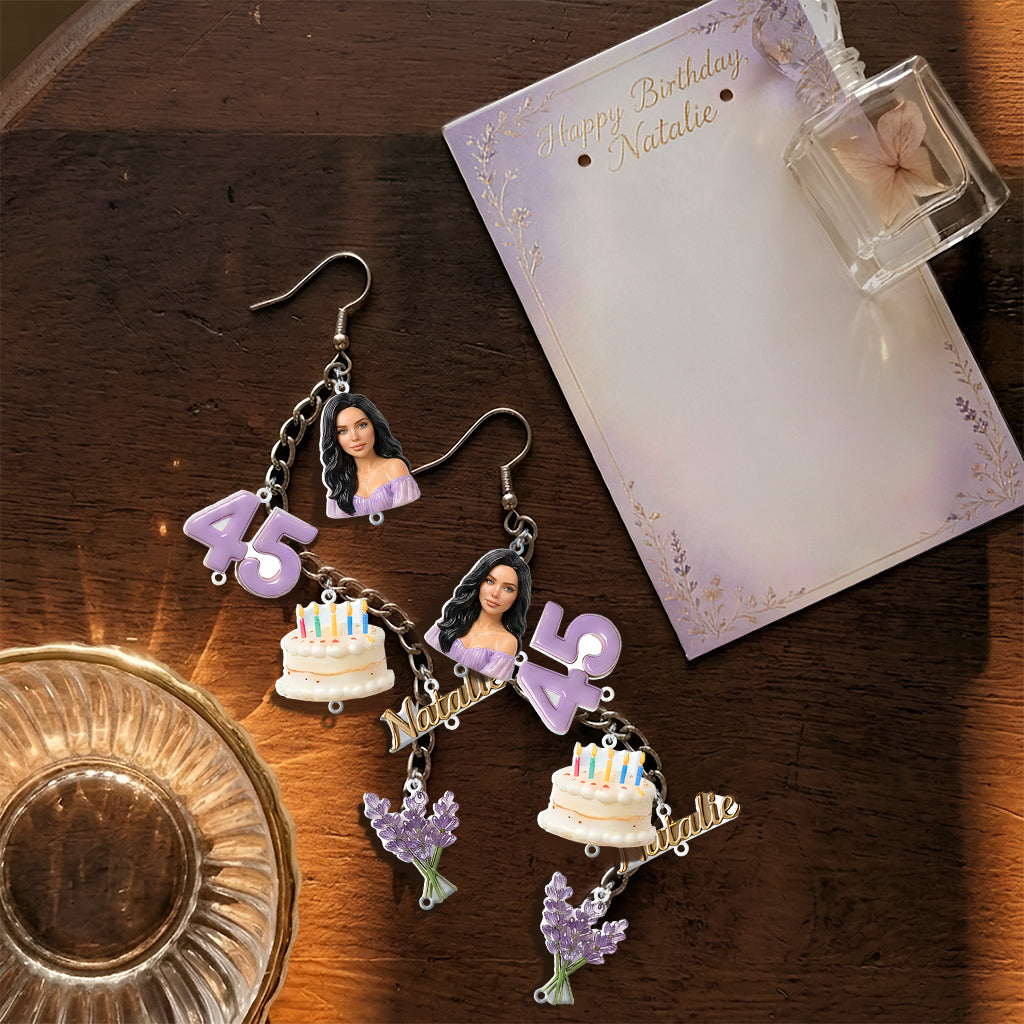 Personalized 50th Birthday Middle-Aged Latina Woman Earrings with Display Card Gift for Mom Wife Grandma