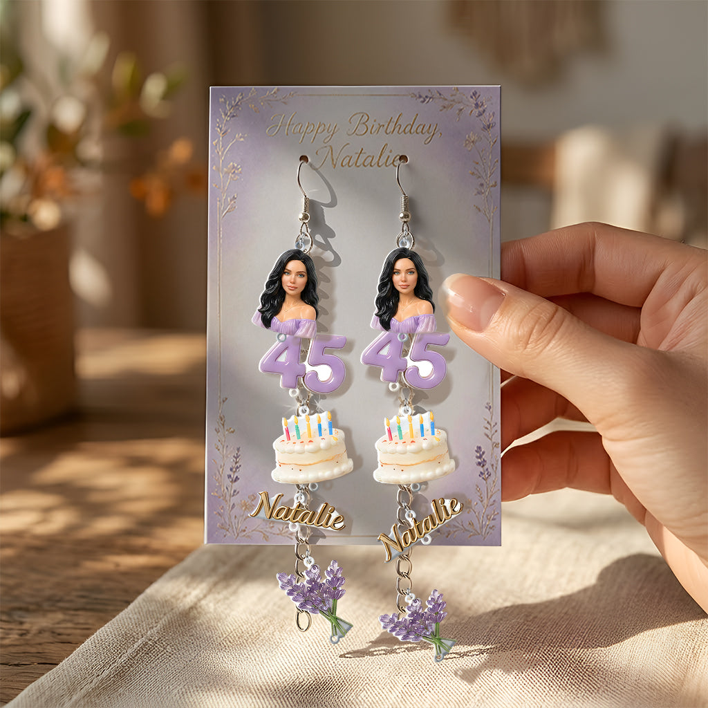 Boucles d'oreilles noires personnalisées pour anniversaire avec carte, cadeau pour fille, petite-fille, nièce