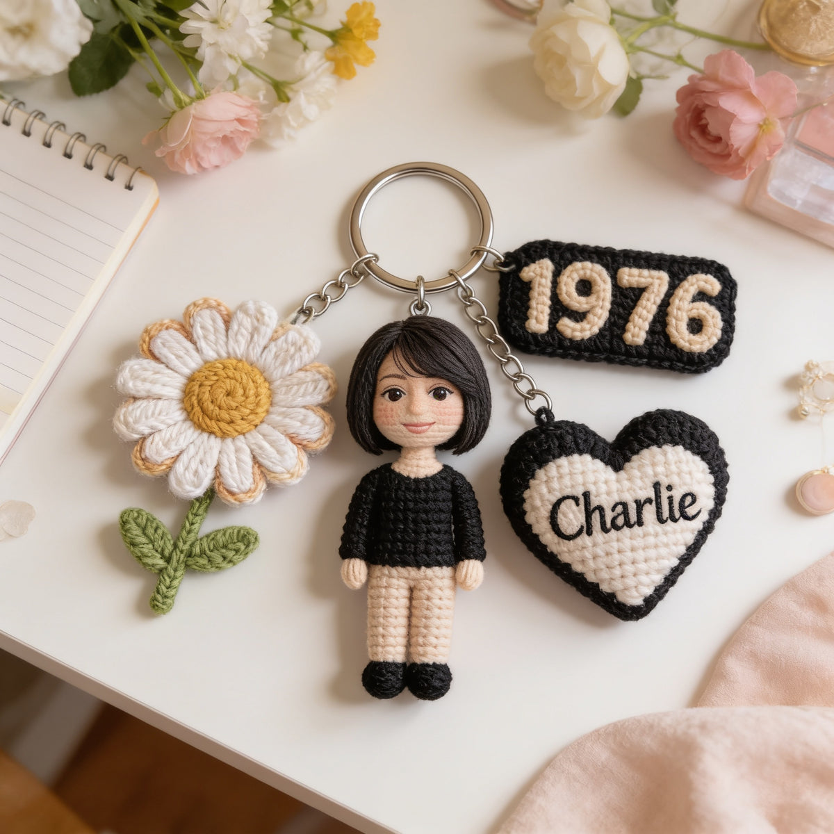 Personalized 50th Birthday Middle-Aged Black Woman Keychain Gift for Mom Grandma Wife