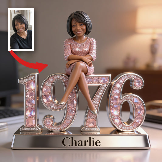 Plaque Acrylique Personnalisée pour le 50ème Anniversaire d'une Femme Noire d'Âge Moyen