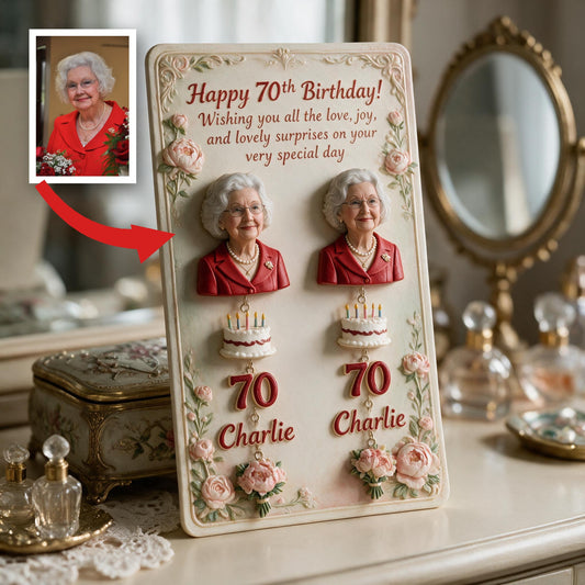 Boucles d'oreilles personnalisées pour le 70e anniversaire, cadeau pour maman, grand-mère, épouse