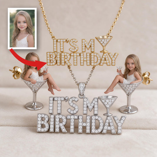 Collier Pendentif Personnalisé pour Fille avec Boucles d'Oreilles