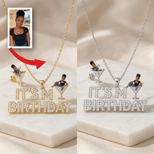 Collier Pendentif Personnalisé Femme Noire pour 21e Anniversaire & Boucles d'Oreilles