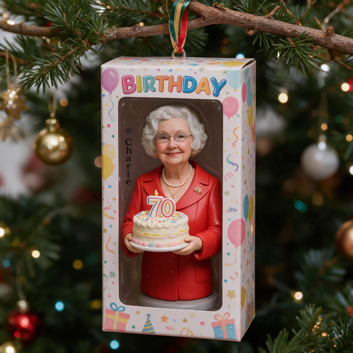 Personalized 70th Birthday Older Woman Ornament - Gift for Grandma Mom Wife