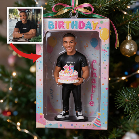 Personalisierte 25. Geburtstagsornament für schwarze Männer, Geschenk für ihn