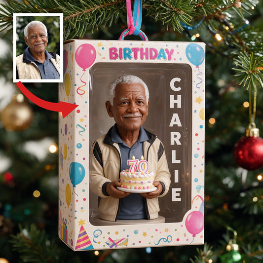 Personalisierte 70. Geburtstagsornament für älteren schwarzen Mann, Geschenk für Papa Opa Ehemann