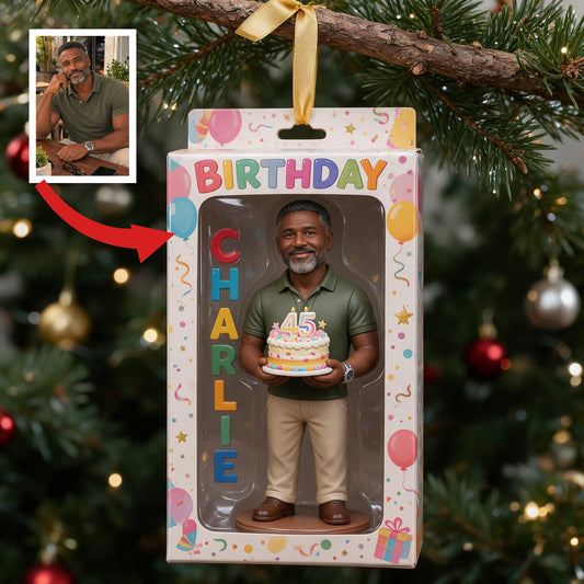 Personalisierte 45. Geburtstagsornament für einen mittelalten schwarzen Mann, Geschenk für Papa Opa