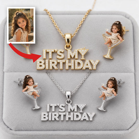 Collier Pendentif Personnalisé pour Anniversaire Petite Fille Latina & Boucles d'Oreilles