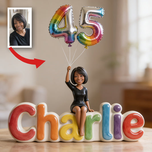 Plaque en acrylique personnalisée pour le 45e anniversaire d'une femme noire d'âge moyen