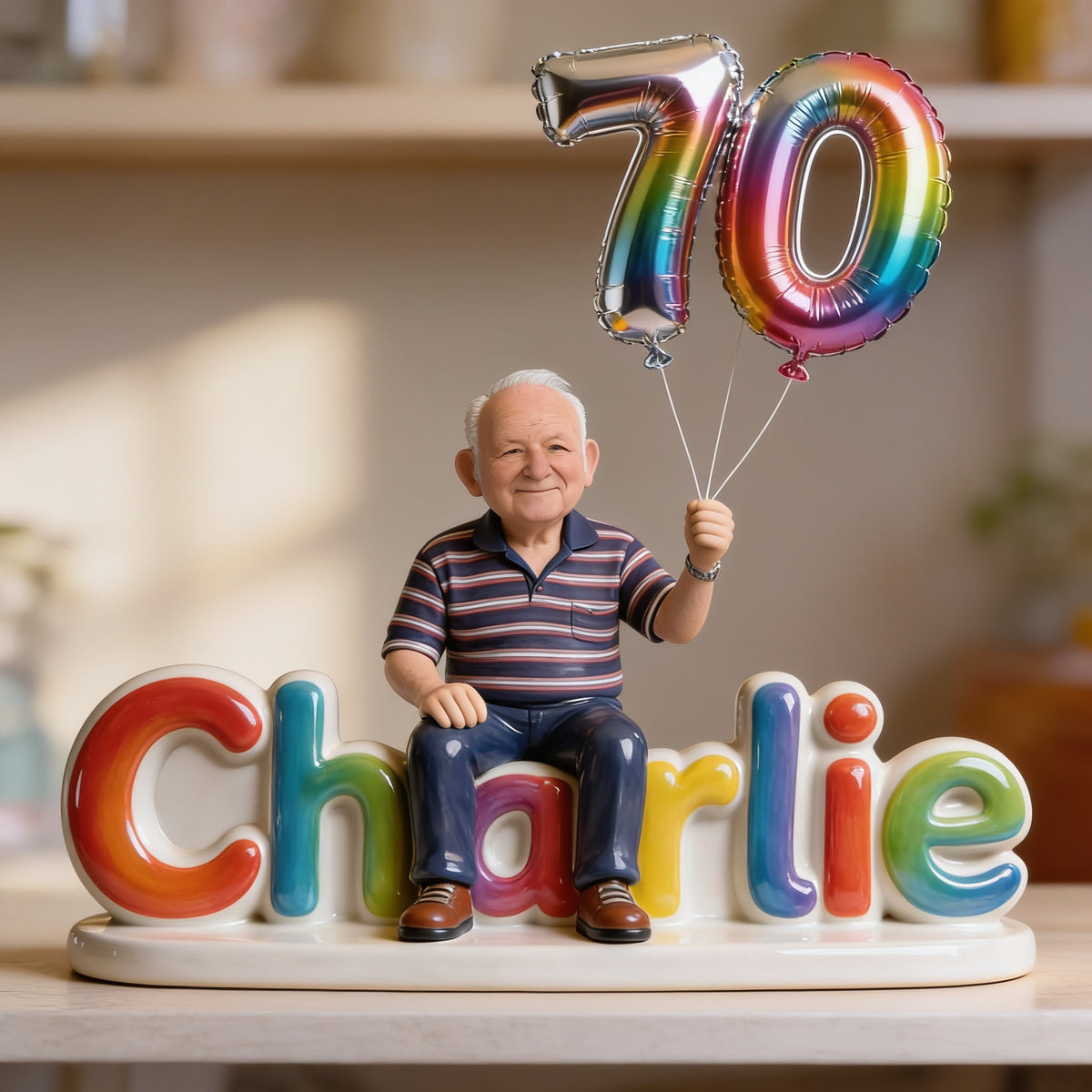 Plaque en acrylique personnalisée pour le 70e anniversaire d'un homme âgé