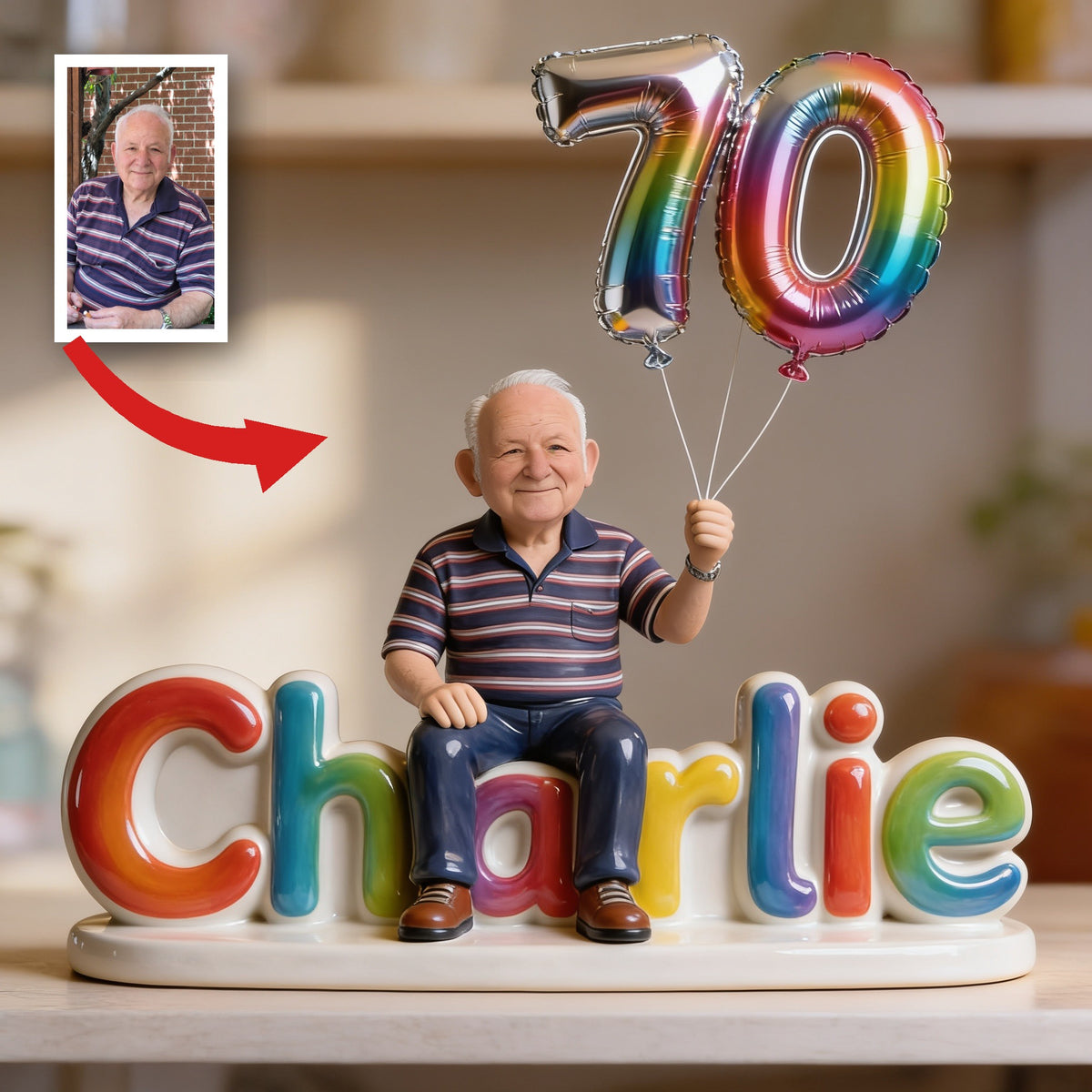Plaque en acrylique personnalisée pour le 70e anniversaire d'un homme âgé