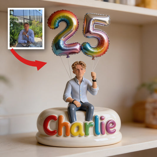 Plaque Acrylique Personnalisée en Forme d'Homme pour 25ème Anniversaire