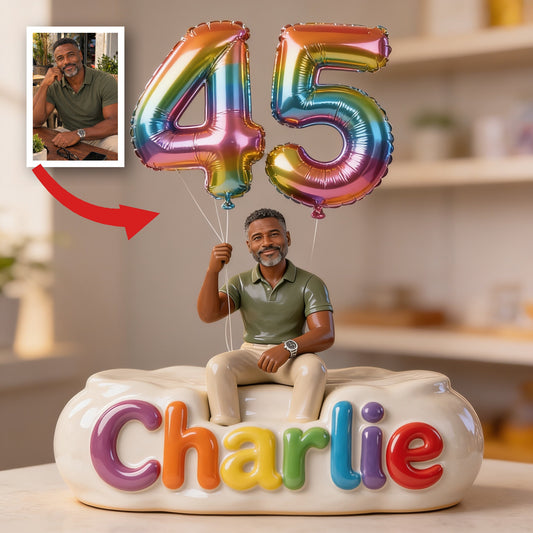 Plaque en acrylique personnalisée pour le 45e anniversaire d'un homme noir d'âge moyen