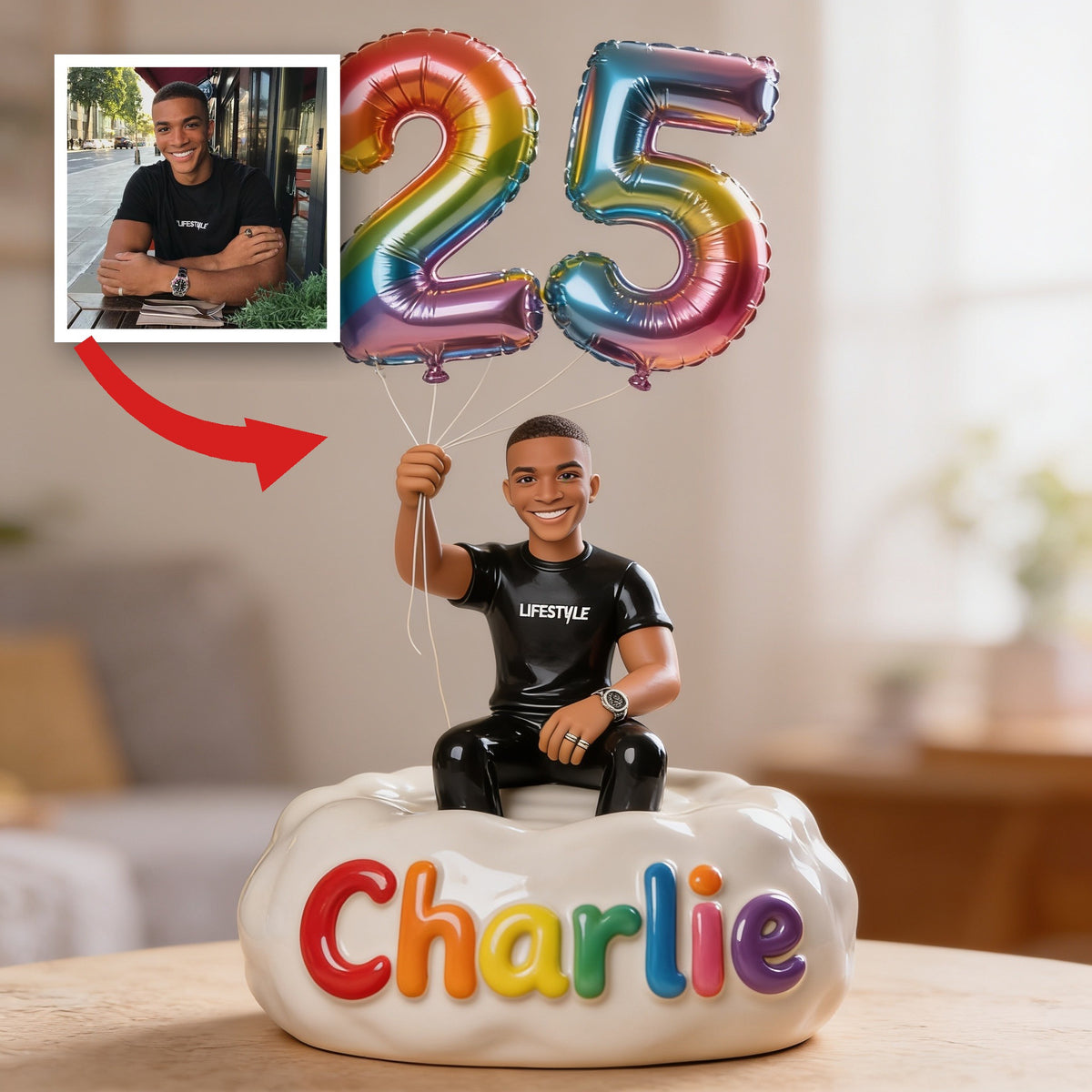 Plaque Acrylique Personnalisée Anniversaire 25 Ans Homme Noir