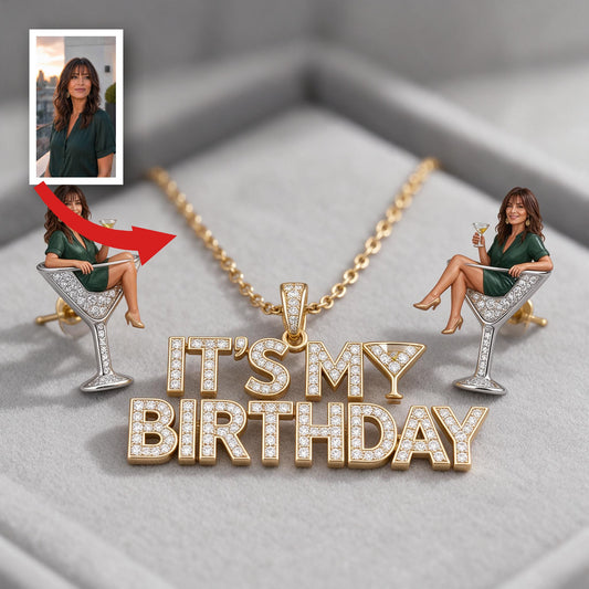 Collier Pendentif Personnalisé Femme Latina de 50 Ans & Boucles d'Oreilles