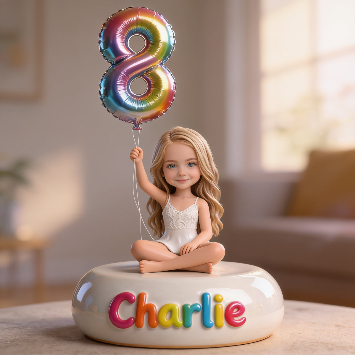 Personalized 8th Birthday Little Girl Custom Shaped Acrylic Plaque Kids Gift
