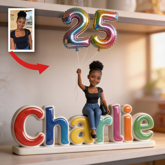 Plaque en acrylique personnalisée pour le 25e anniversaire d'une femme noire