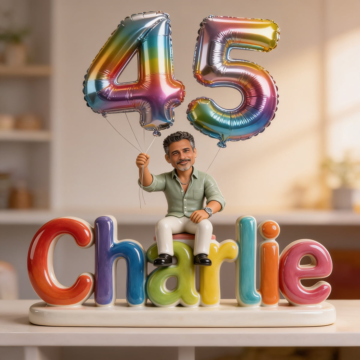Personalized 45th Birthday Middle-Aged Latino Man Custom Shaped Acrylic Plaque Gift for Him
