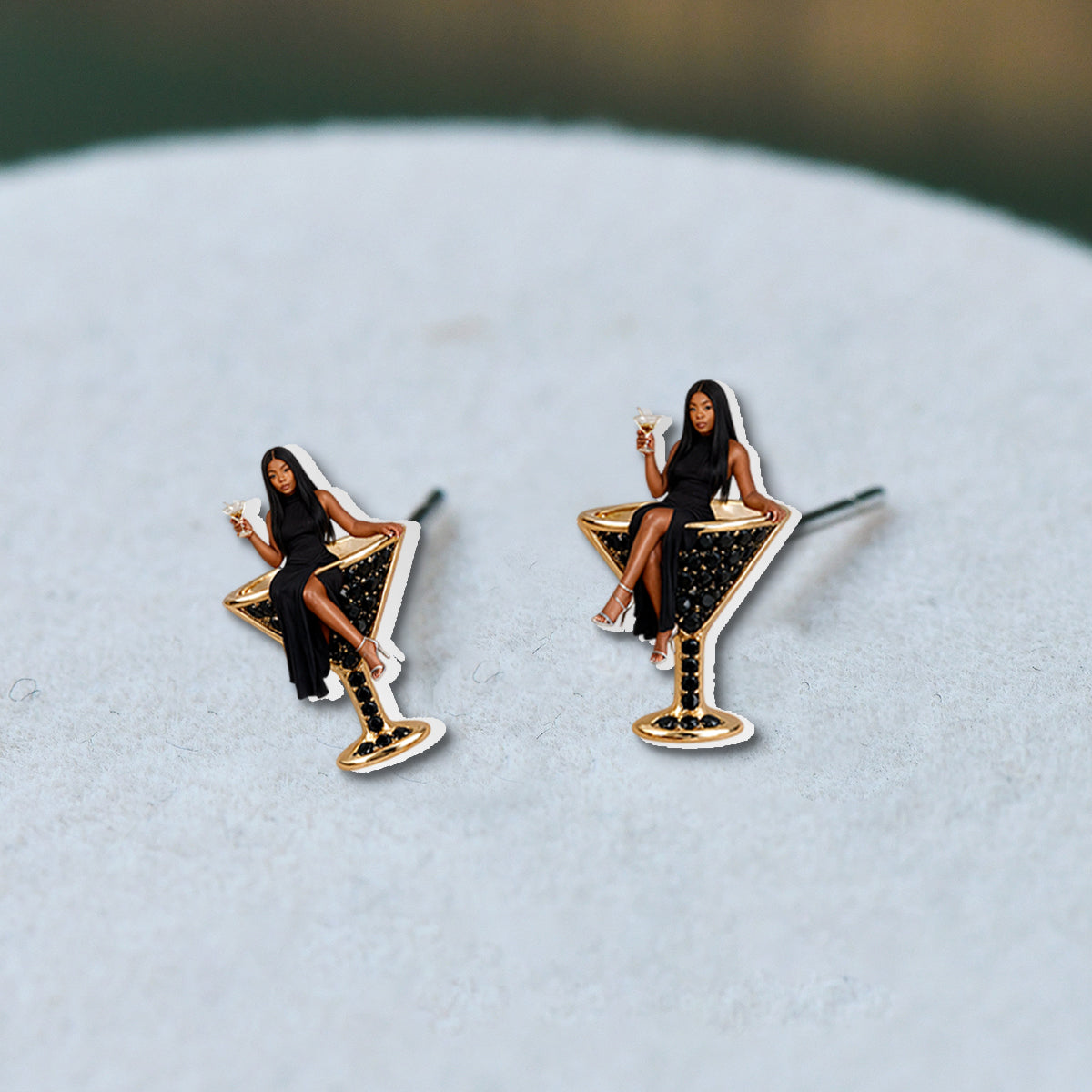Personalized 21st Birthday Black Woman Pendant Necklace & Stud Earrings Set