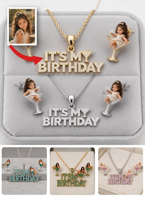 Personalized Birthday Latina Little Girl Pendant Necklace & Stud Earrings Gift Set