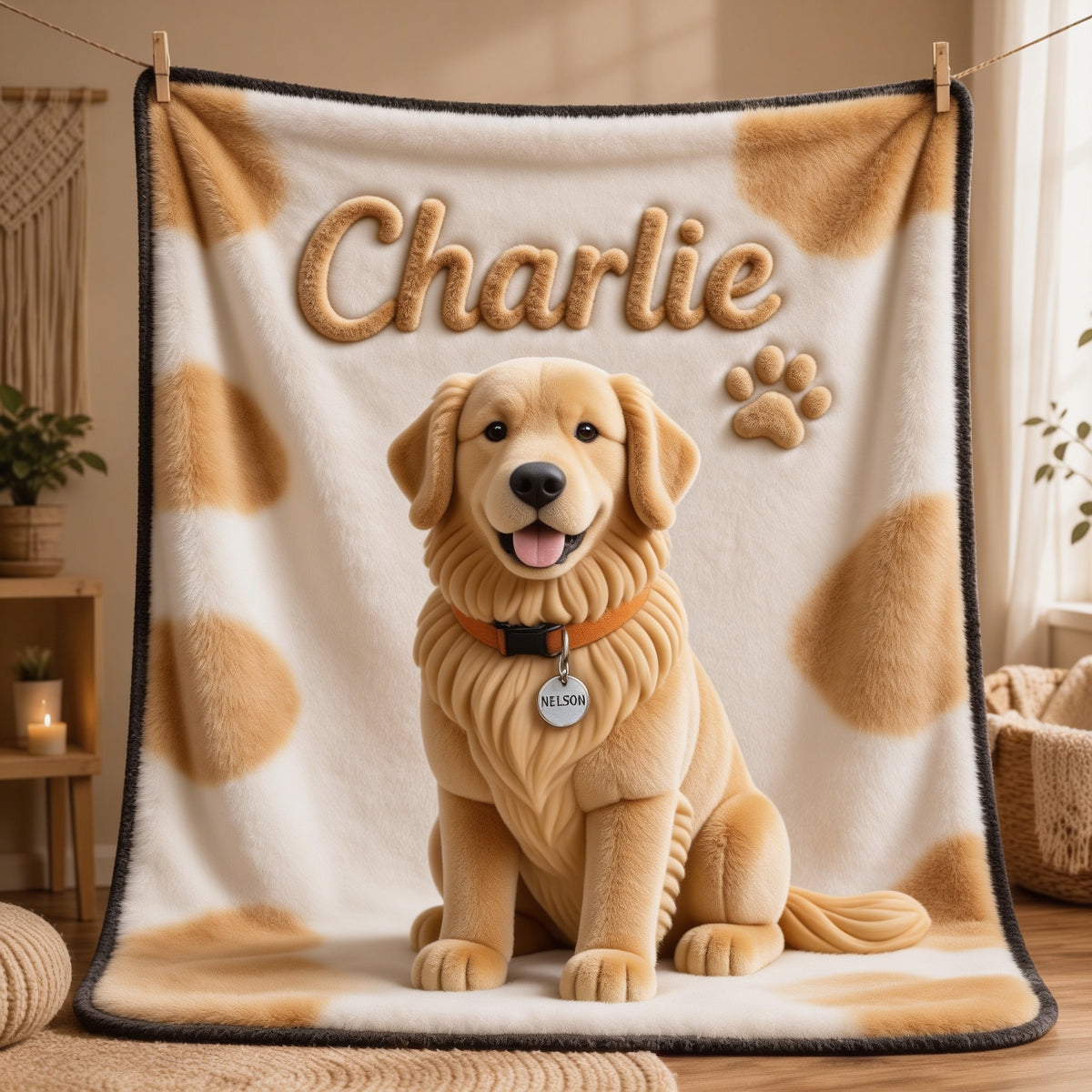 Personalized Adult Golden Retriever Pet Blanket Gift for Dog Lovers