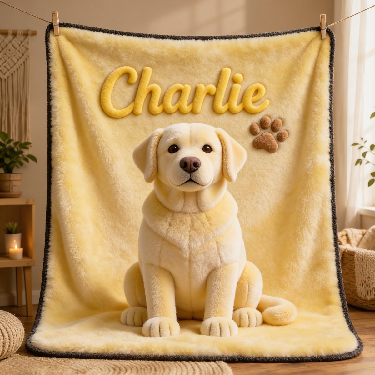 Personalized Adult Yellow Labrador Retriever Pet Blanket Dog Lover Gift