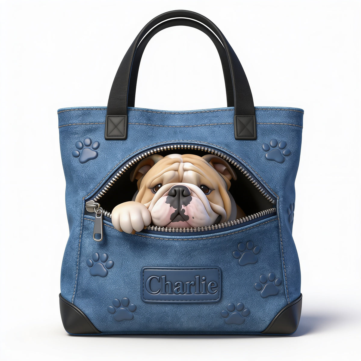 Personalisierte Fawn Weiße Bulldoggen Tragetasche für Hundeliebhaber
