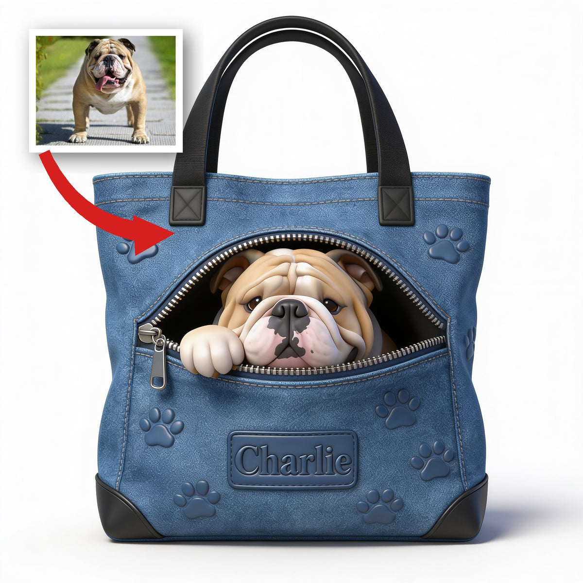 Personalisierte Fawn Weiße Bulldoggen Tragetasche für Hundeliebhaber