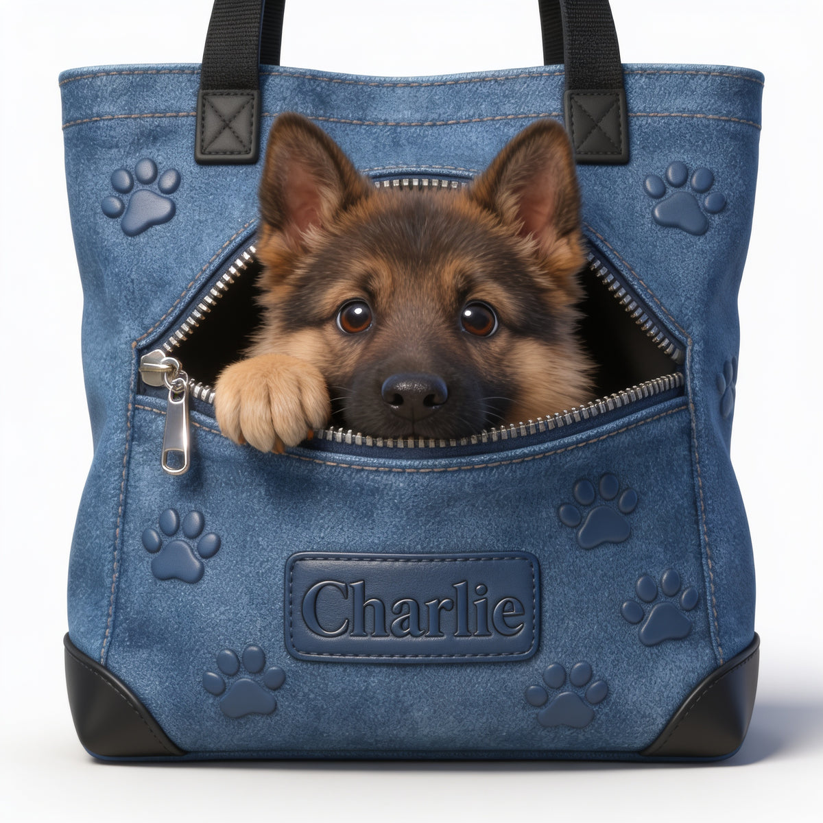 Personalisierte Schwarz-Braun Deutscher Schäferhund Tragetasche Geschenk für Hundeliebhaber