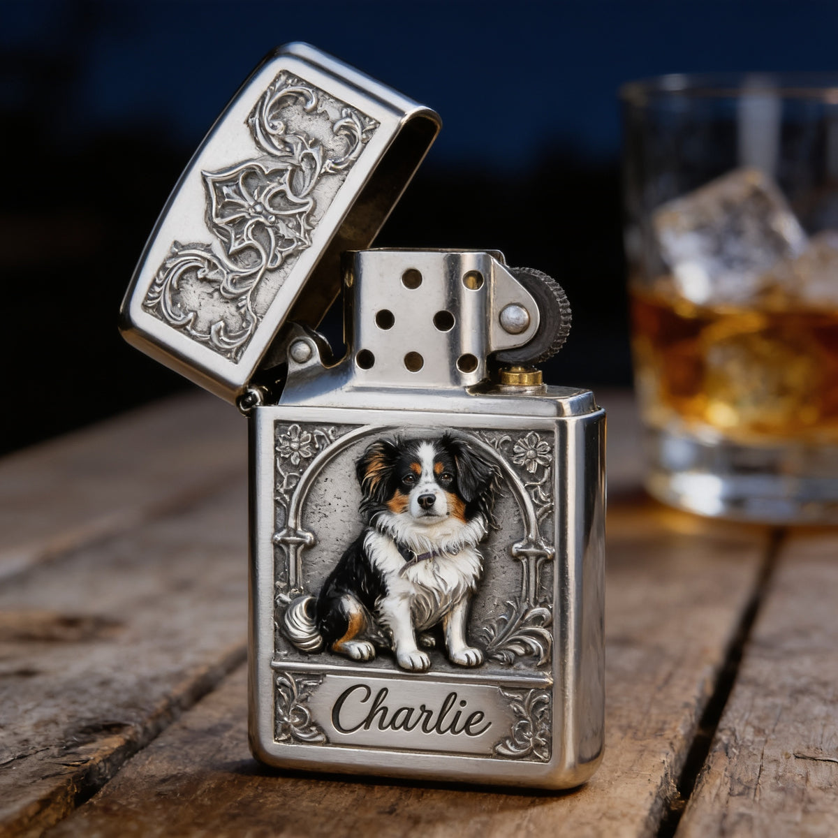 Briquet Miniature Australian Shepherd Personnalisé Cadeau Propriétaire de Chien