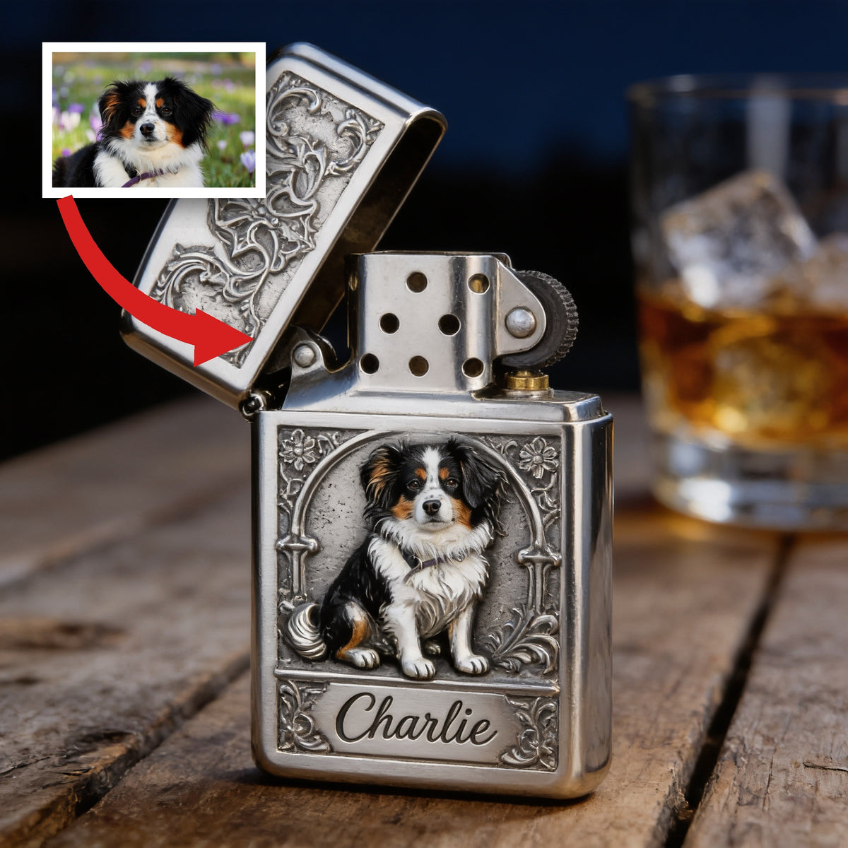 Briquet Miniature Australian Shepherd Personnalisé Cadeau Propriétaire de Chien