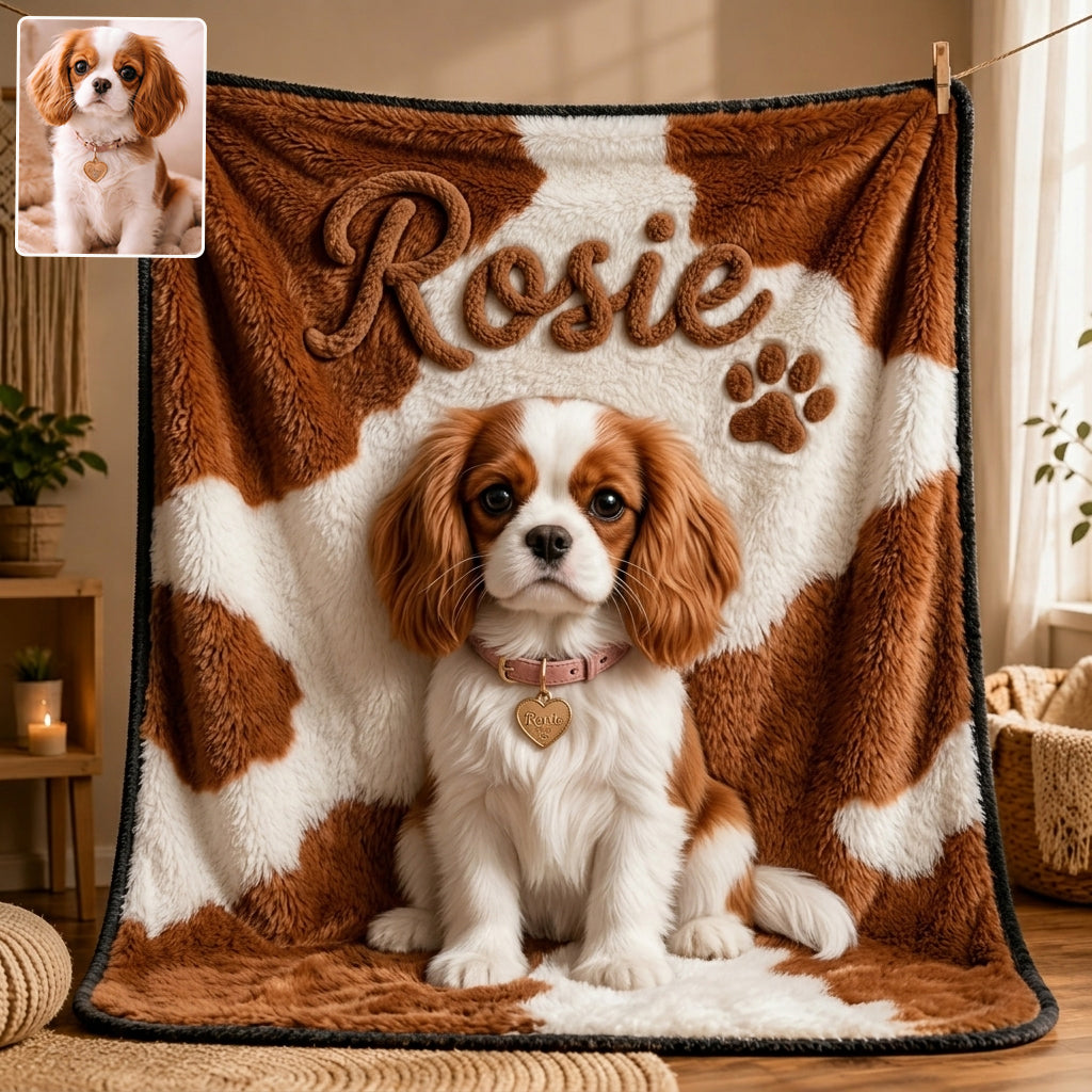 Personalized Curly Fur White Grey Poodle Dog Blanket Pet Lover Gift