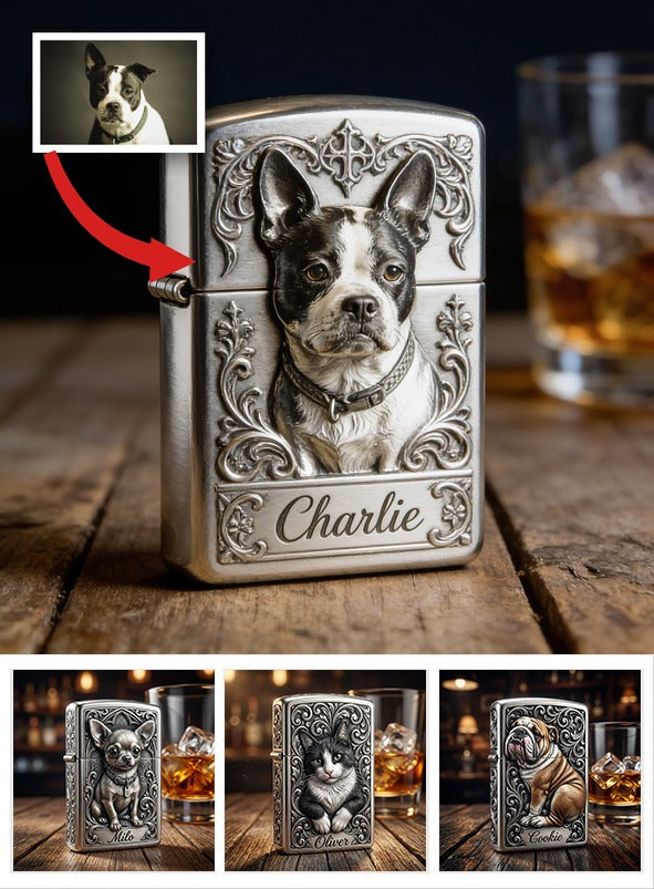 Briquet Personnalisé Boston Terrier Noir et Blanc - Cadeau Propriétaire