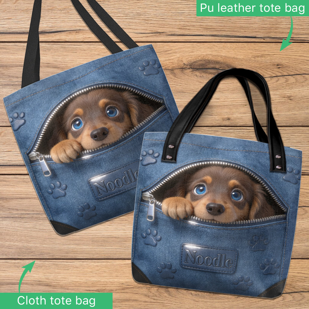 Personalized Tan and White Pembroke Welsh Corgi Tote Bag Dog Lover Gift