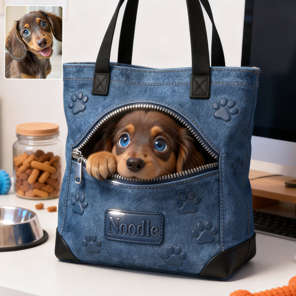 Personalized Curly Fur Poodle Tote Bag Dog Lover Gift