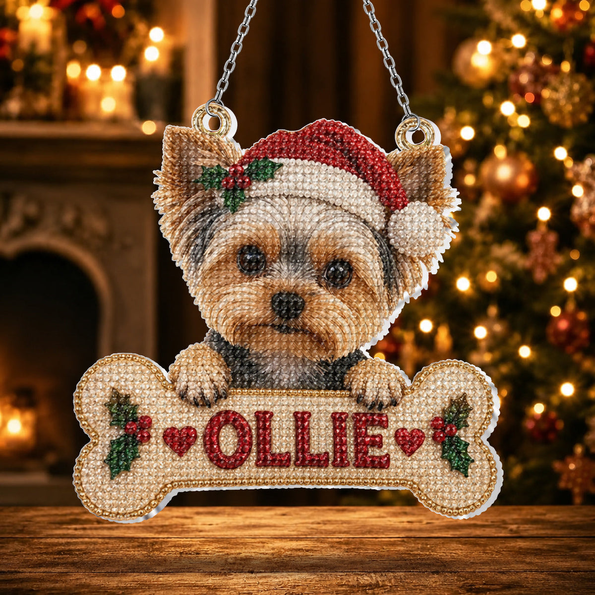 Personalized Christmas Golden Retriever Diamond Painting Ornament Kit