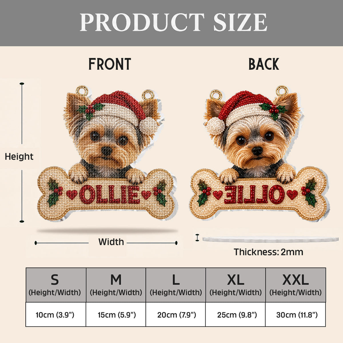 Personalized Christmas Black & White Spotted Dalmatian Diamond Painting Ornament Kit