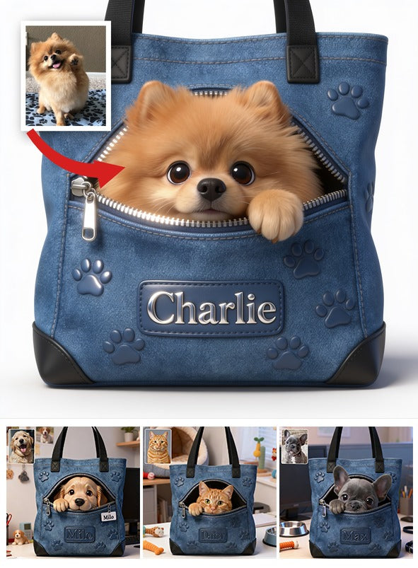 Personalized Fluffy Golden Tan Pomeranian Tote Bag Dog Lover Gift