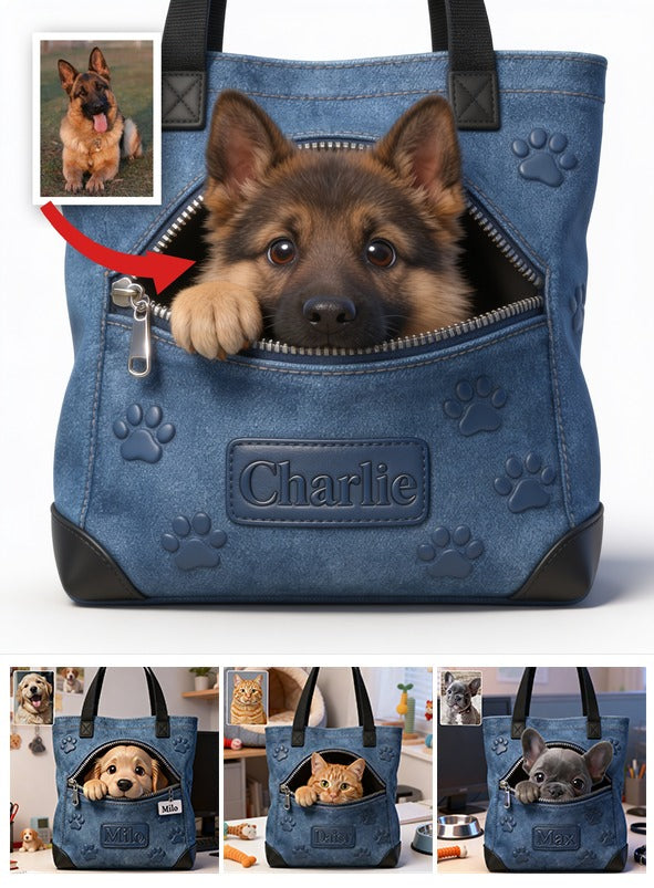 Personalisierte Schwarz-Braun Deutscher Schäferhund Tragetasche Geschenk für Hundeliebhaber