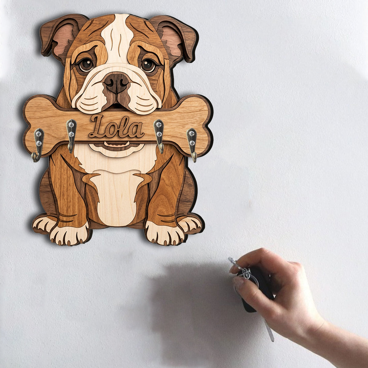 Personalized Black and Tan Adult Rottweiler Wooden Key Rack Dog Lover Home Decor Gift