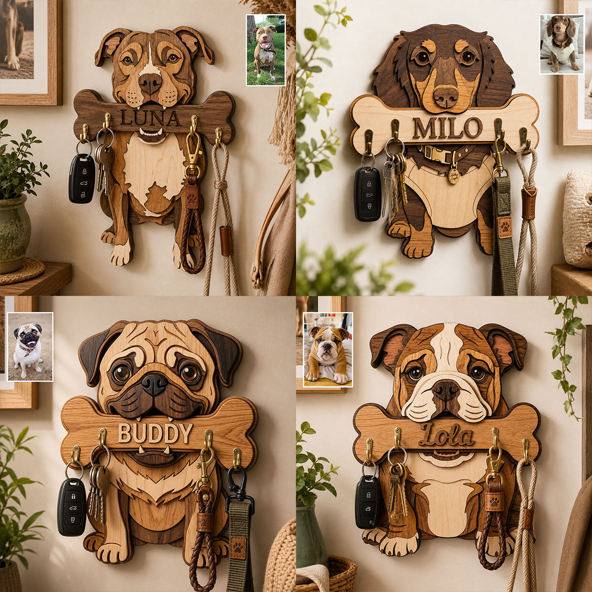 Personalized Siberian Husky Wooden Wall Mounted Key Rack Holder