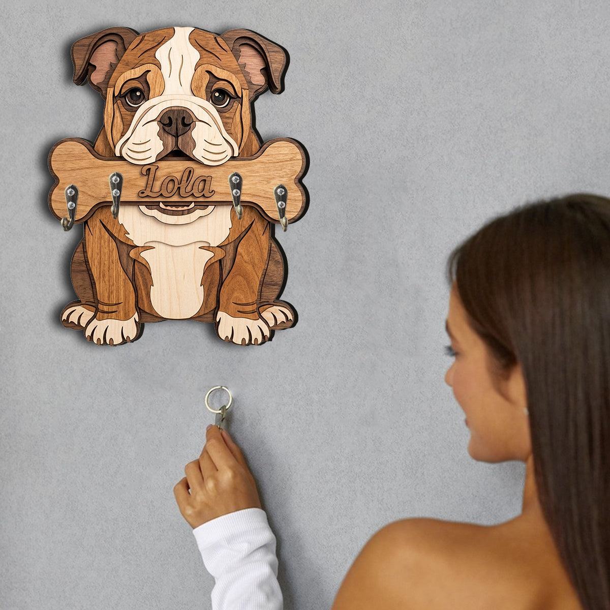 Personalized Tan and White Pembroke Welsh Corgi Wooden Key Rack Wall Decor