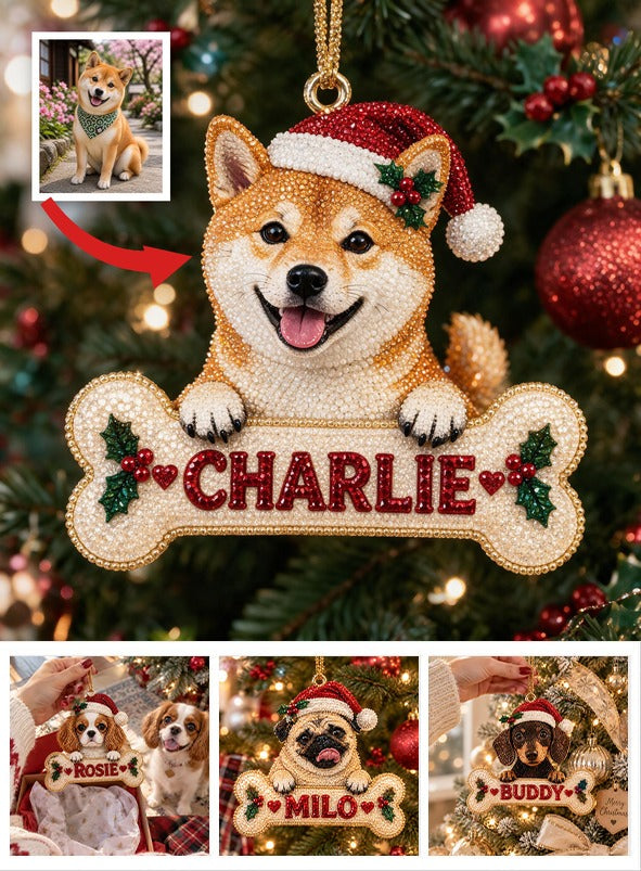 Personalized Christmas Shiba Inu Diamond Painting Ornament Kit
